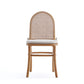 Manhattan Comfort Paragon Nature & Cane Dining Chairs With Cream Cushions In A Set Of 4