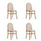 Manhattan Comfort Paragon Nature & Cane Dining Chairs With Cream Cushions In A Set Of 4