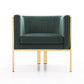 Manhattan Comfort Paramount Forest Green & Polished Brass Velvet Accent Armchair