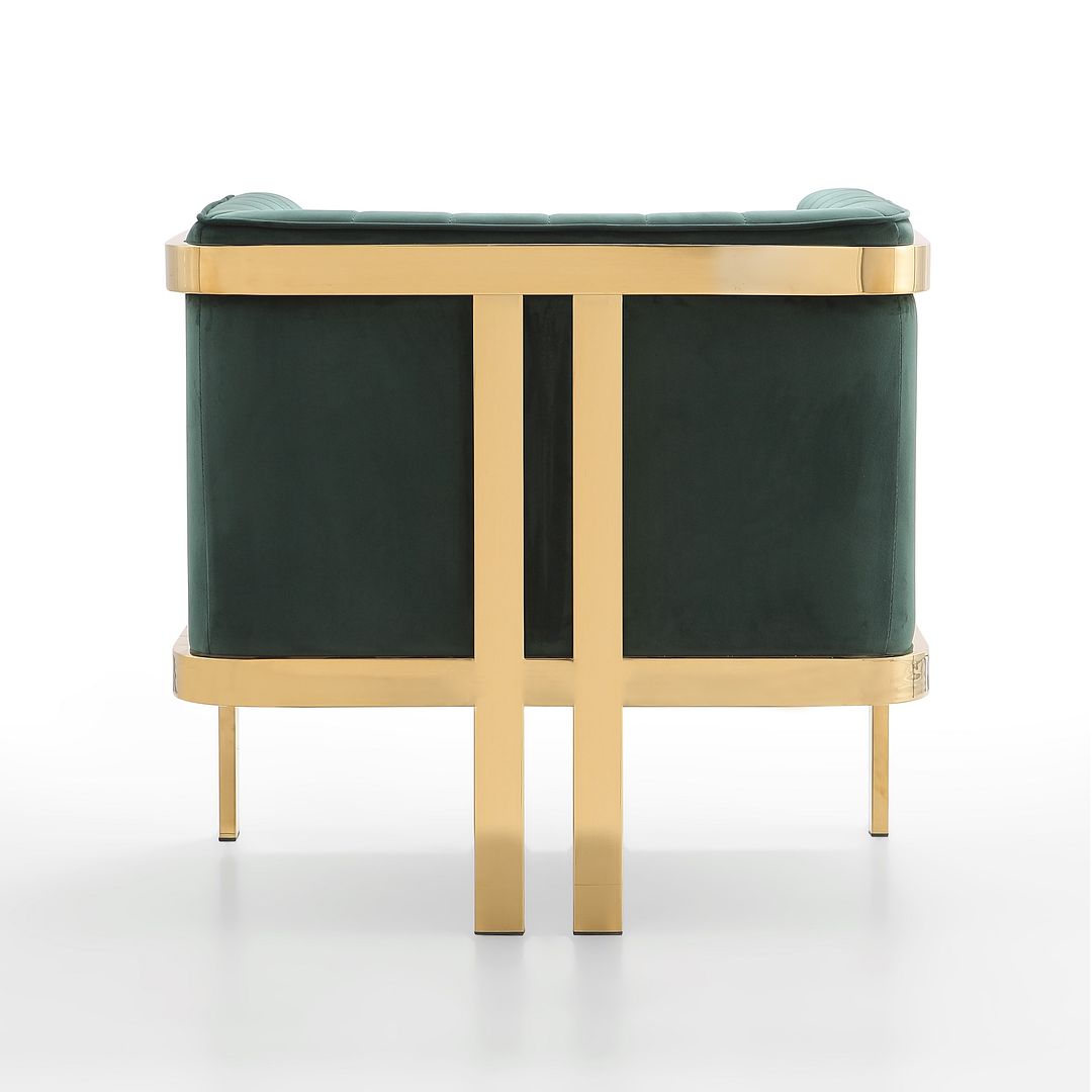Manhattan Comfort Paramount Forest Green & Polished Brass Velvet Accent Armchair