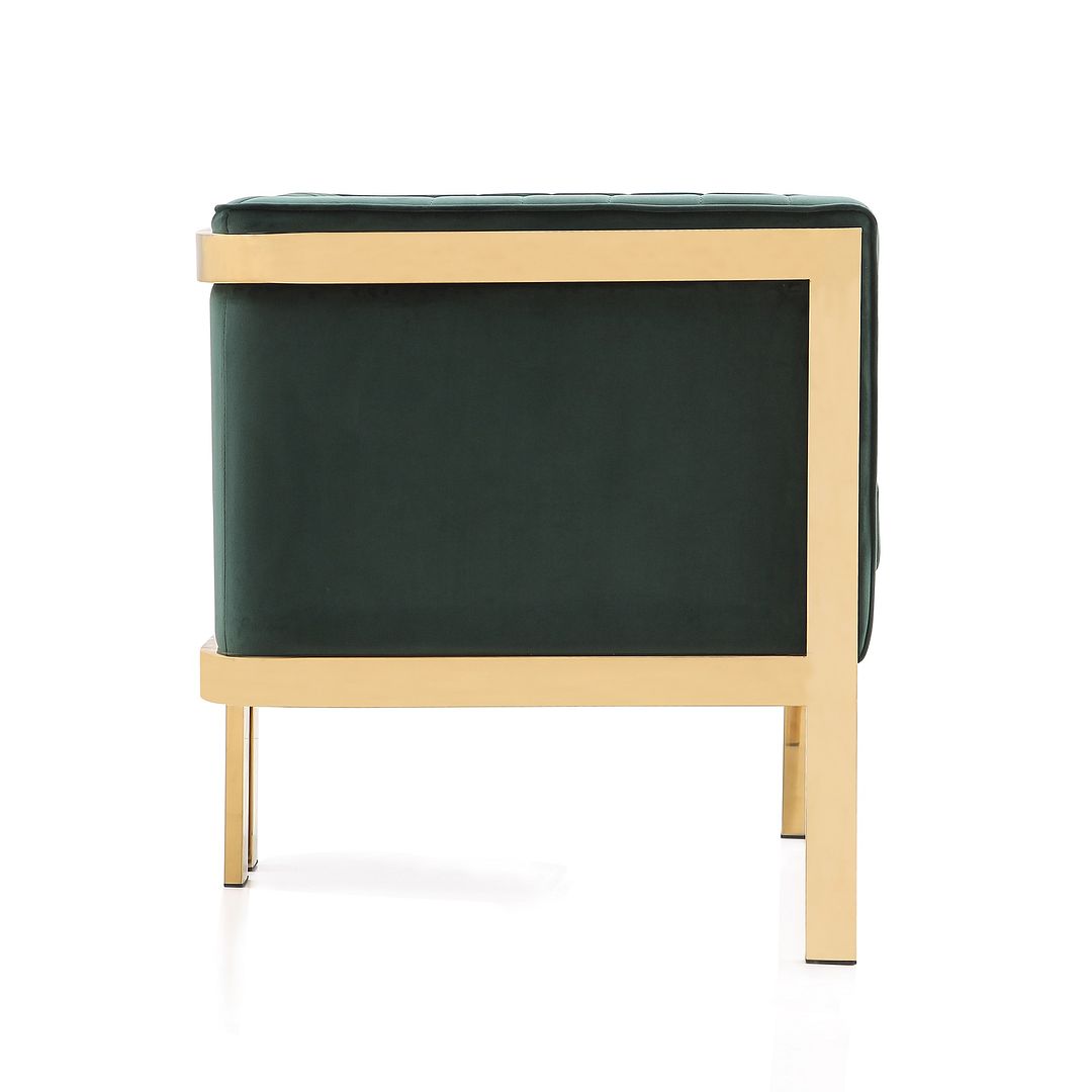 Manhattan Comfort Paramount Forest Green & Polished Brass Velvet Accent Armchair
