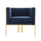 Manhattan Comfort Paramount Royal Blue & Polished Brass Velvet Accent Armchair