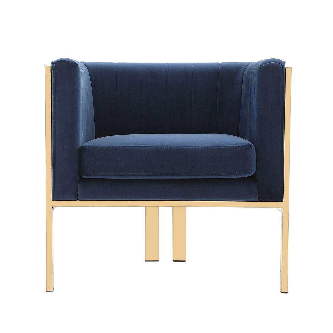 Manhattan Comfort Paramount Royal Blue & Polished Brass Velvet Accent Armchair