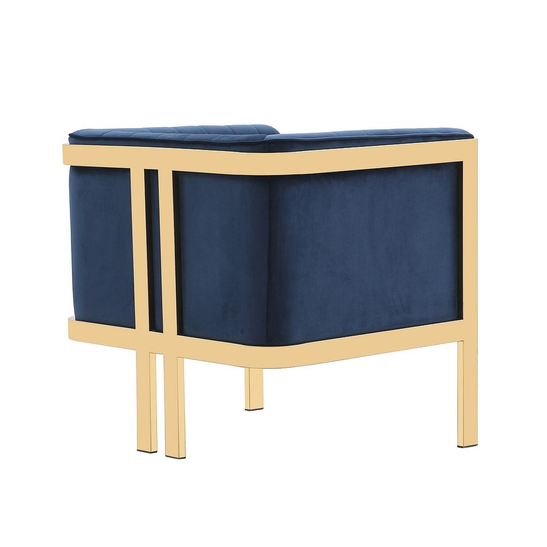 Manhattan Comfort Paramount Royal Blue & Polished Brass Velvet Accent Armchair