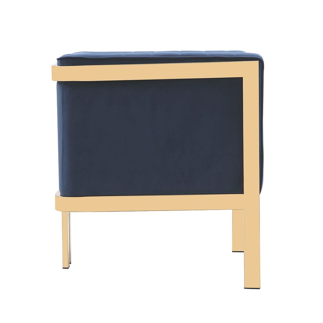 Manhattan Comfort Paramount Royal Blue & Polished Brass Velvet Accent Armchair