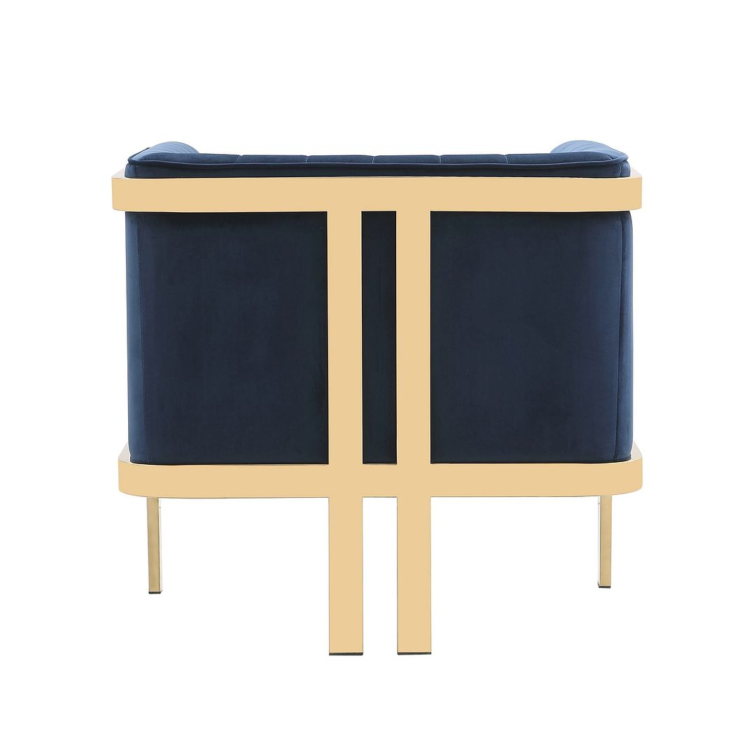 Manhattan Comfort Paramount Royal Blue & Polished Brass Velvet Accent Armchair