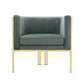 Manhattan Comfort Paramount Warm Gray & Polished Brass Velvet Accent Armchair