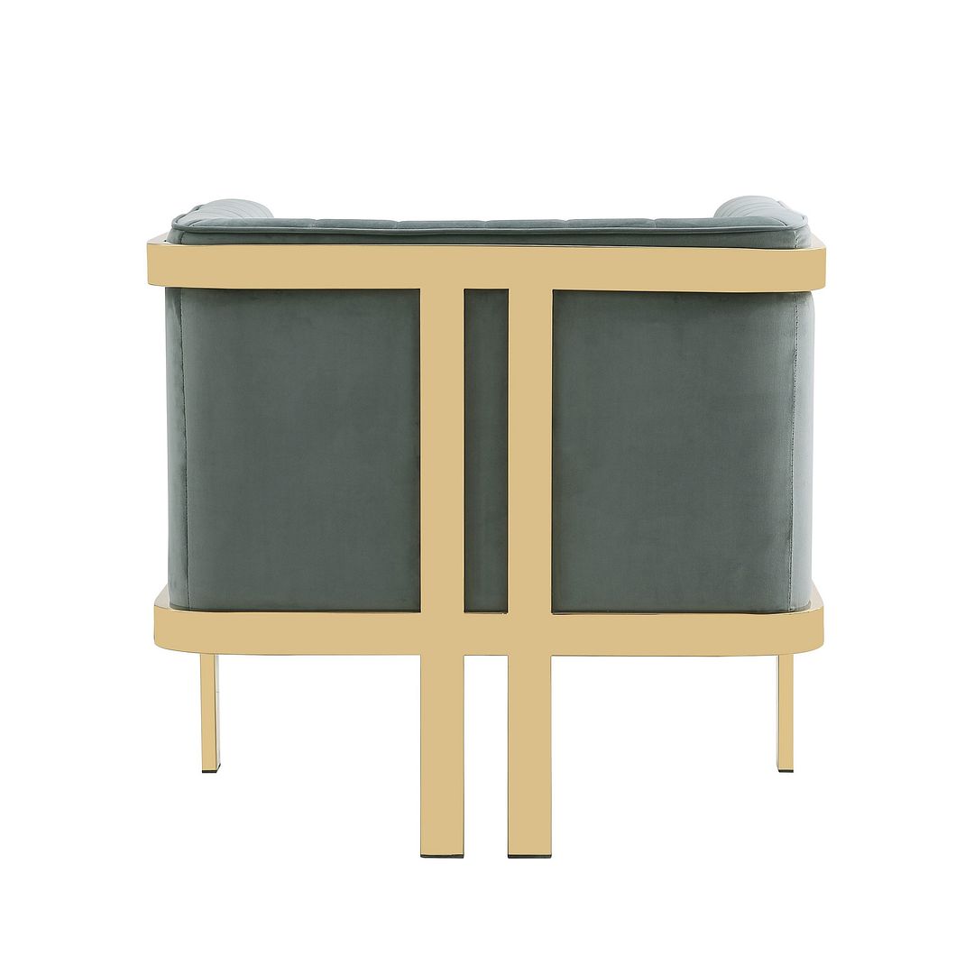 Manhattan Comfort Paramount Warm Gray & Polished Brass Velvet Accent Armchair