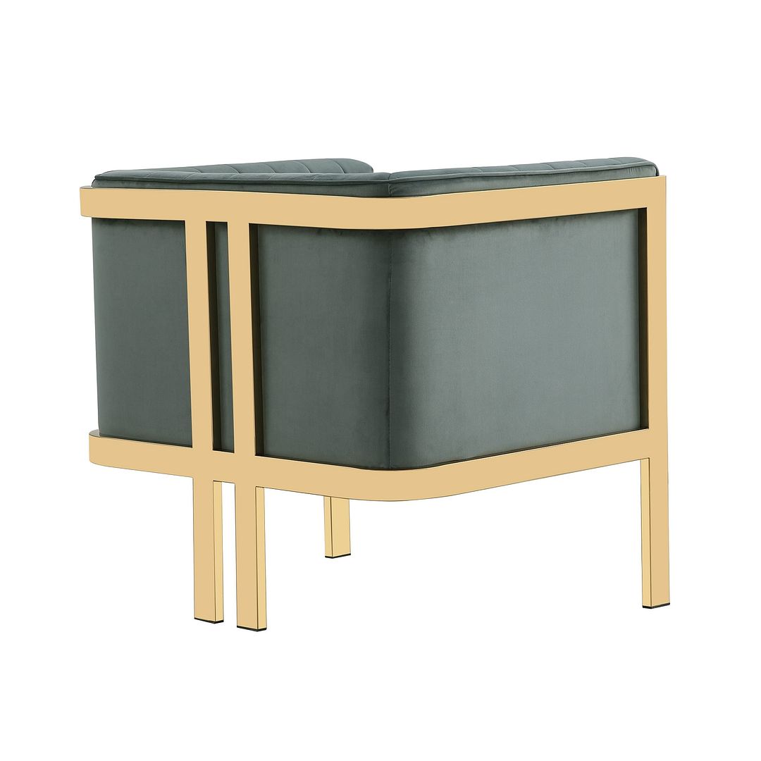 Manhattan Comfort Paramount Warm Gray & Polished Brass Velvet Accent Armchair