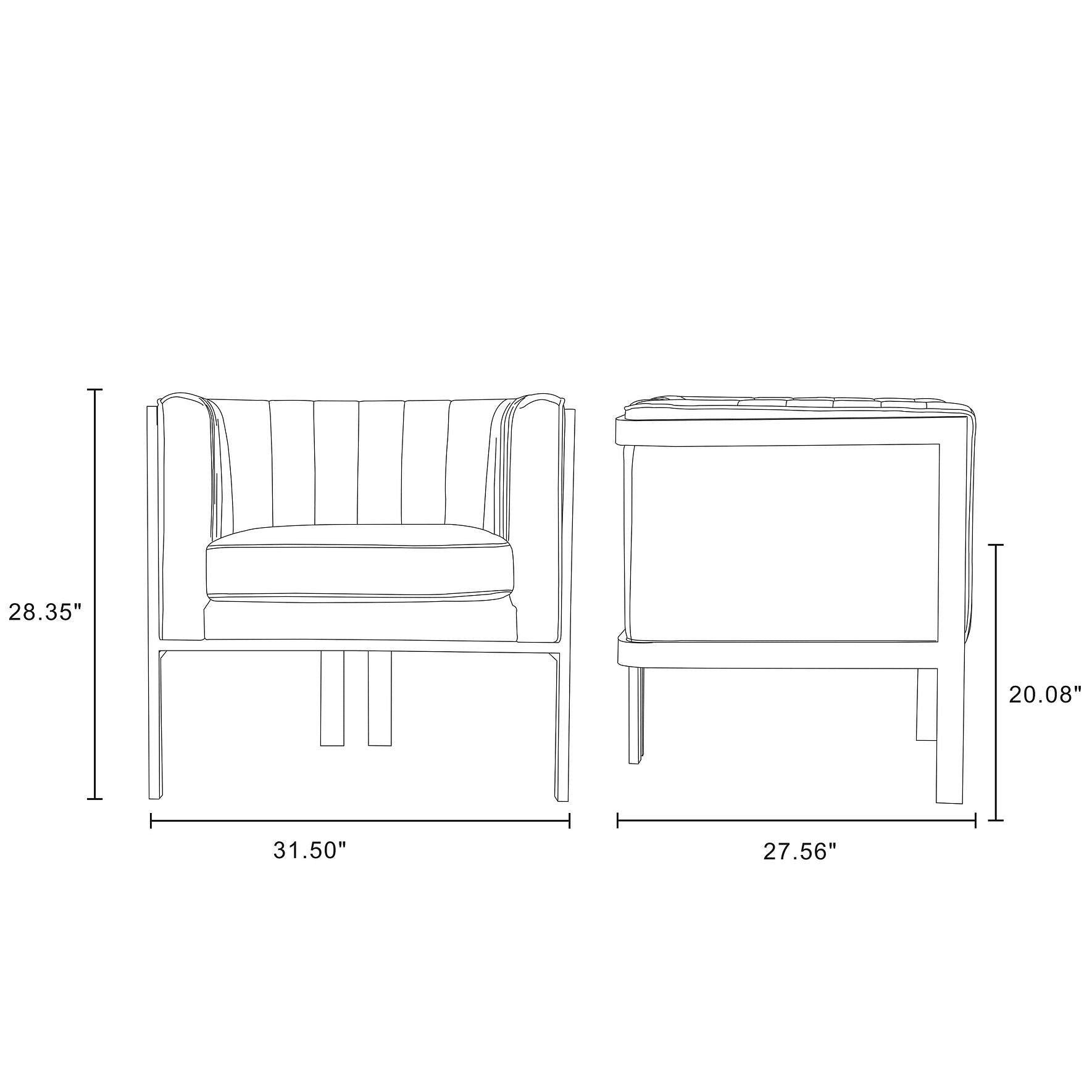 Manhattan Comfort Paramount Warm Gray & Polished Brass Velvet Accent Armchair