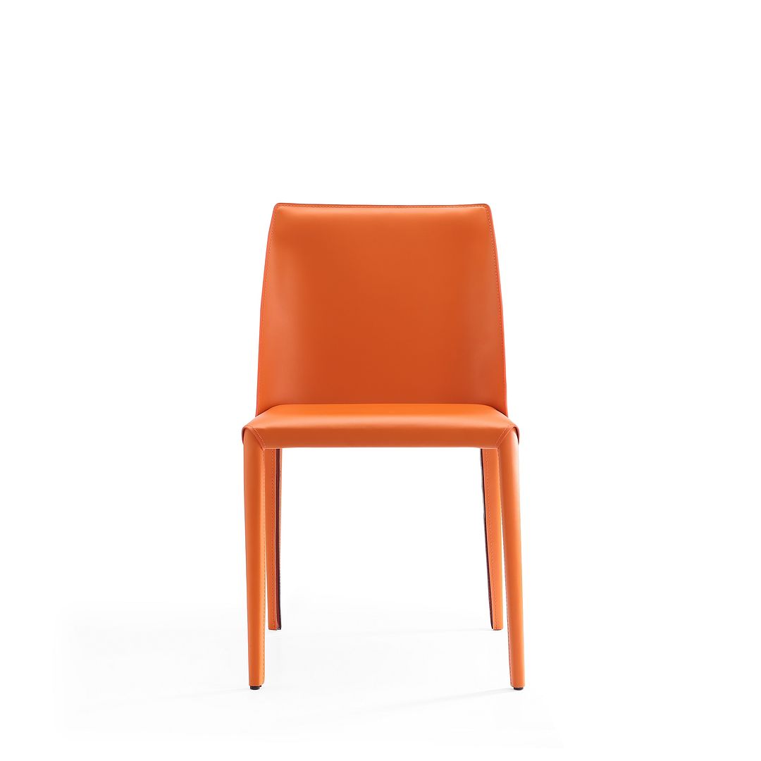 Manhattan Comfort Paris Coral Saddle Leather Dining Chairs In A Set Of 2
