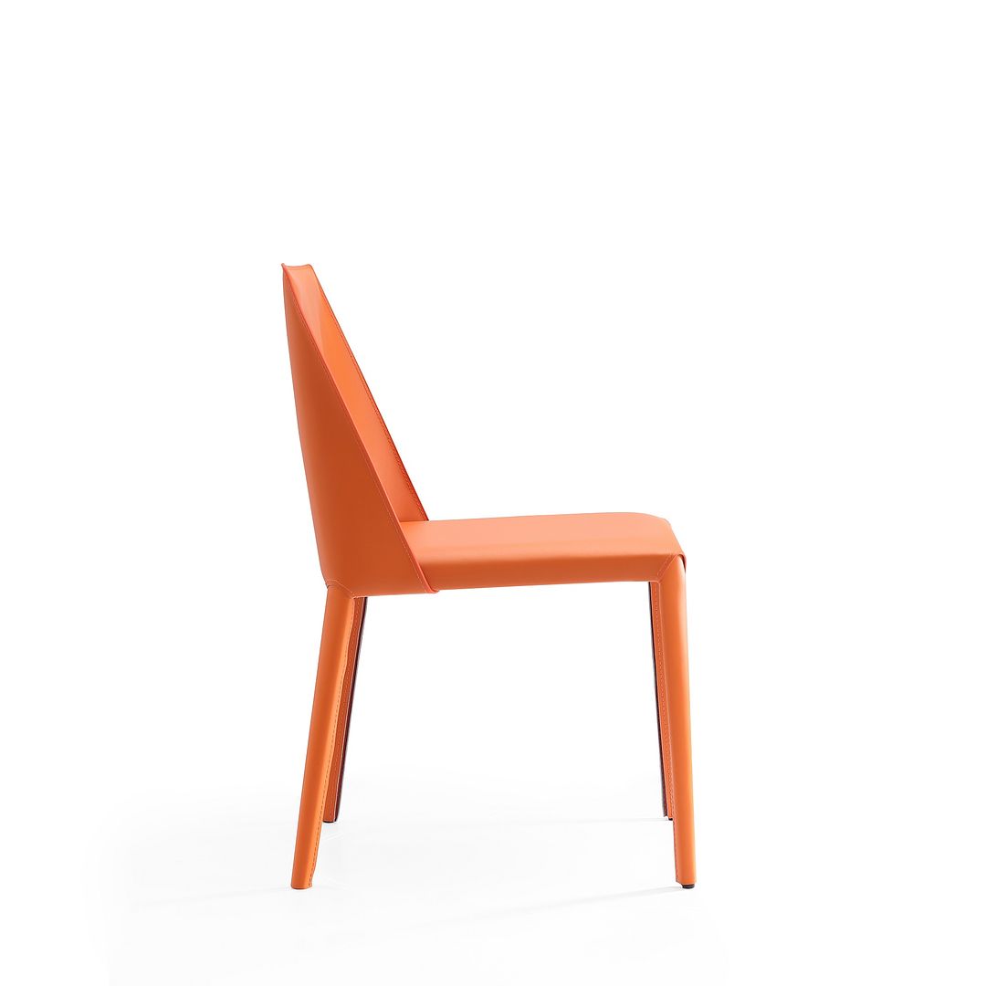 Manhattan Comfort Paris Coral Saddle Leather Dining Chairs In A Set Of 2