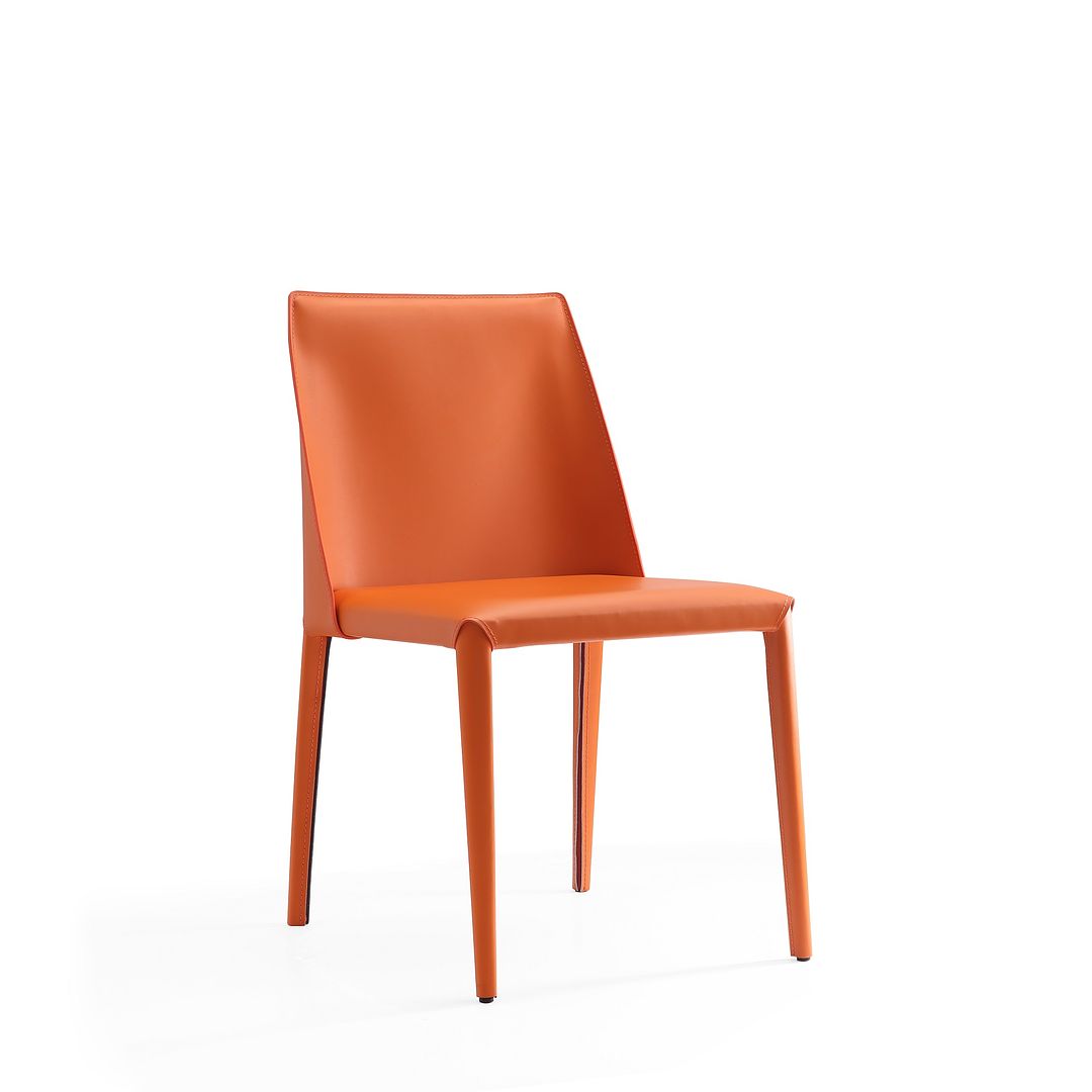 Manhattan Comfort Paris Coral Saddle Leather Dining Chairs In A Set Of 2