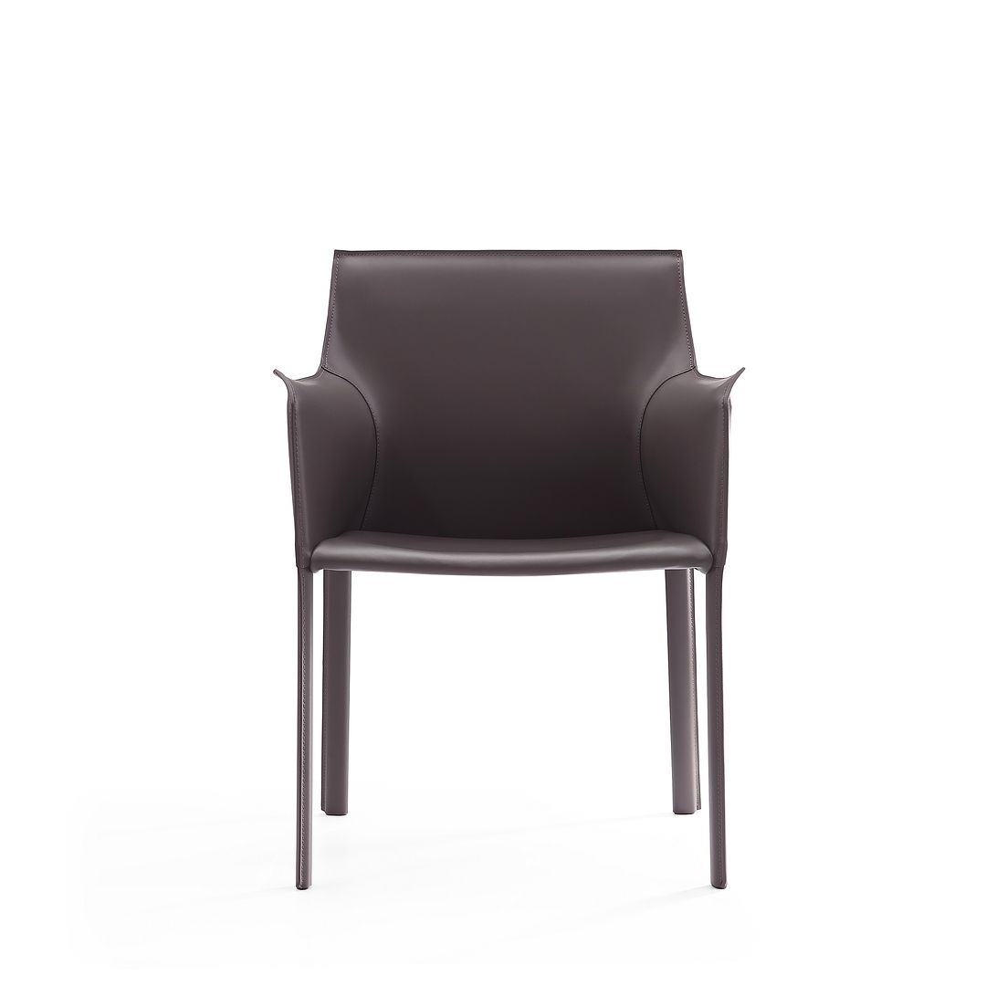 Manhattan Comfort Paris Gray Saddle Leather Armchair