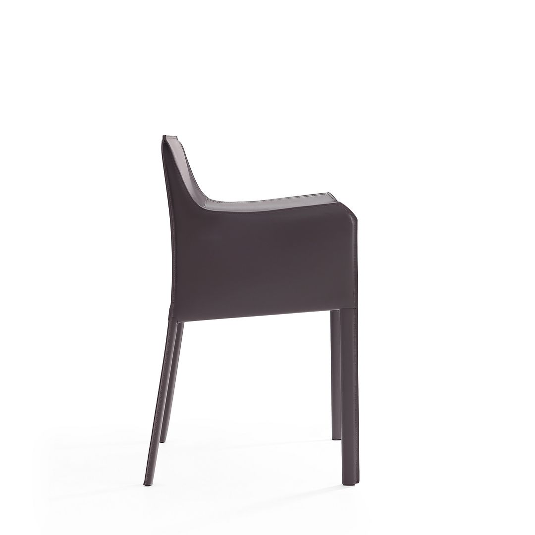 Manhattan Comfort Paris Gray Saddle Leather Armchair