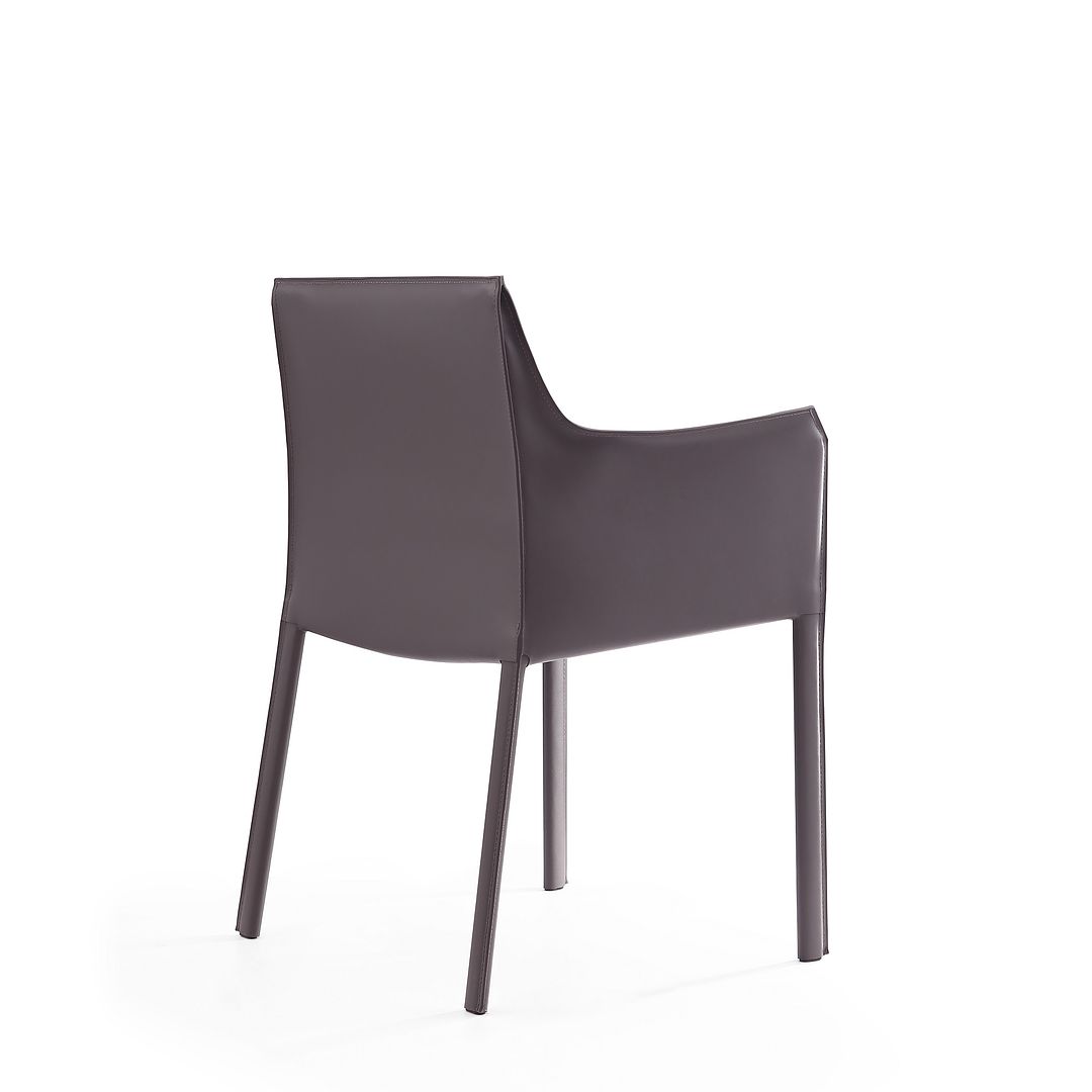Manhattan Comfort Paris Gray Saddle Leather Armchair