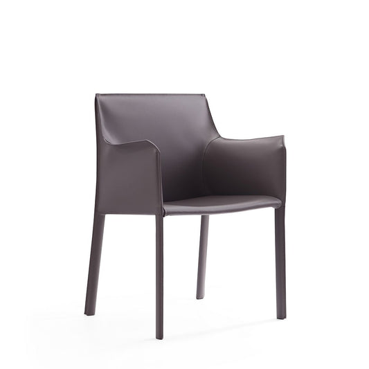 Manhattan Comfort Paris Gray Saddle Leather Armchair