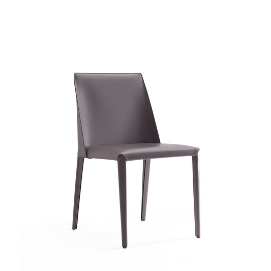Manhattan Comfort Paris Gray Saddle Leather Dining Chairs In A Set Of 2