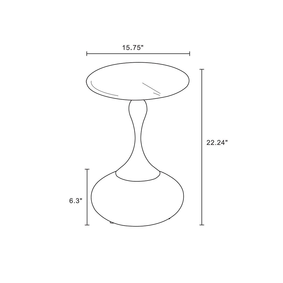 Manhattan Comfort Patchin Brown Wood Round End Table With Gold Tabletop