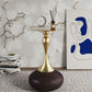 Manhattan Comfort Patchin Brown Wood Round End Table With Gold Tabletop In A Set Of 2