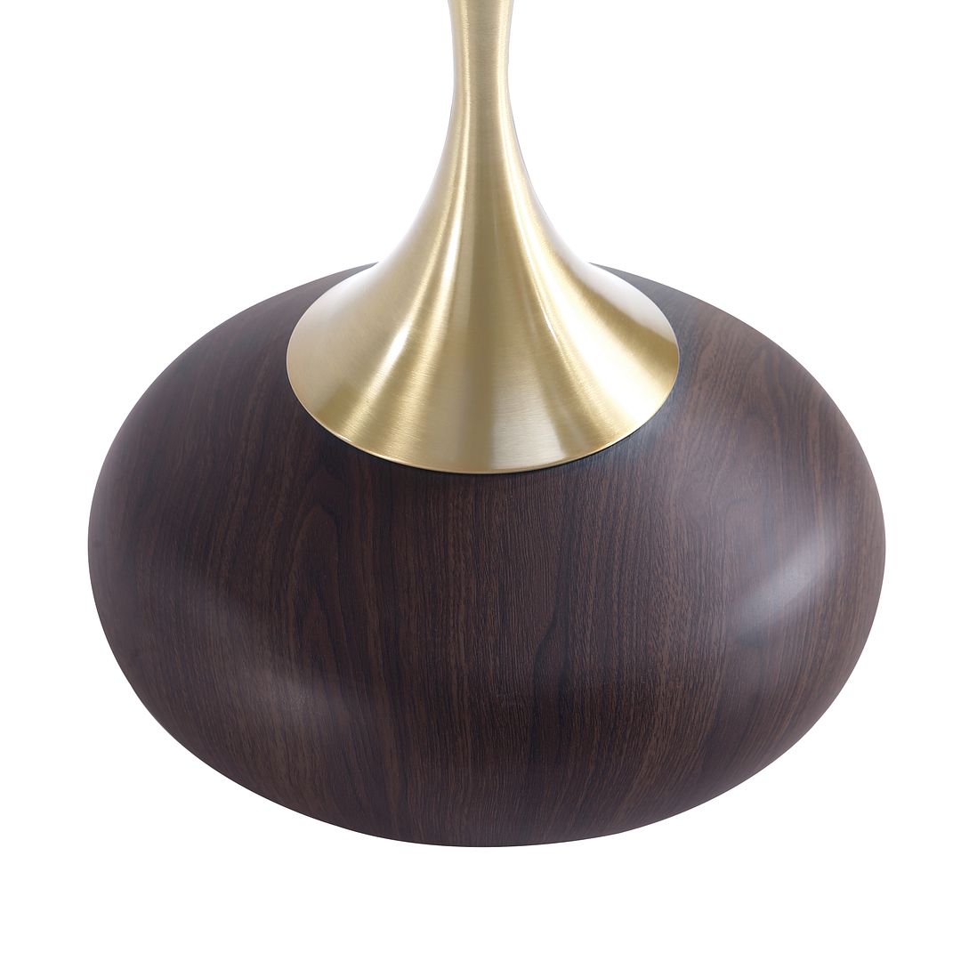 Manhattan Comfort Patchin Brown Wood Round End Table With Gold Tabletop In A Set Of 2