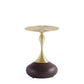 Manhattan Comfort Patchin Brown Wood Round End Table With Gold Tabletop