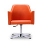 Manhattan Comfort Pelo Orange & Polished Chrome Faux Leather Adjustable Height Swivel Accent Chair