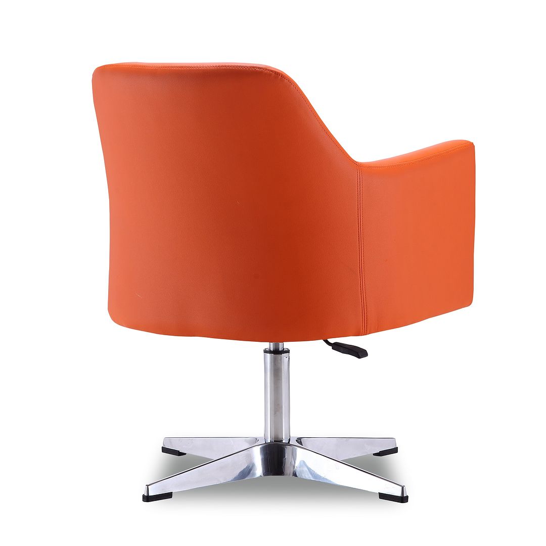Manhattan Comfort Pelo Orange & Polished Chrome Faux Leather Adjustable Height Swivel Accent Chair
