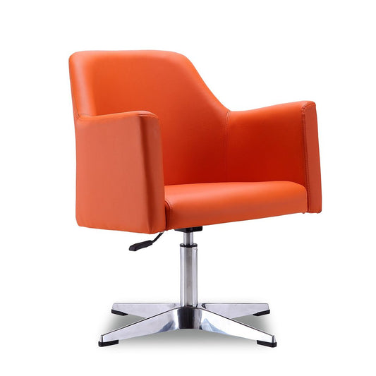 Manhattan Comfort Pelo Orange & Polished Chrome Faux Leather Adjustable Height Swivel Accent Chair