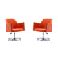 Manhattan Comfort Pelo Orange & Polished Chrome Faux Leather Adjustable Height Swivel Accent Chairs In A Set Of 2