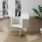 Manhattan Comfort Pelo White & Polished Chrome Faux Leather Adjustable Height Swivel Accent Chairs In A Set Of 2