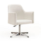 Manhattan Comfort Pelo White & Polished Chrome Faux Leather Adjustable Height Swivel Accent Chairs In A Set Of 2