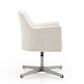 Manhattan Comfort Pelo White & Polished Chrome Faux Leather Adjustable Height Swivel Accent Chairs In A Set Of 2