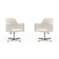 Manhattan Comfort Pelo White & Polished Chrome Faux Leather Adjustable Height Swivel Accent Chairs In A Set Of 2