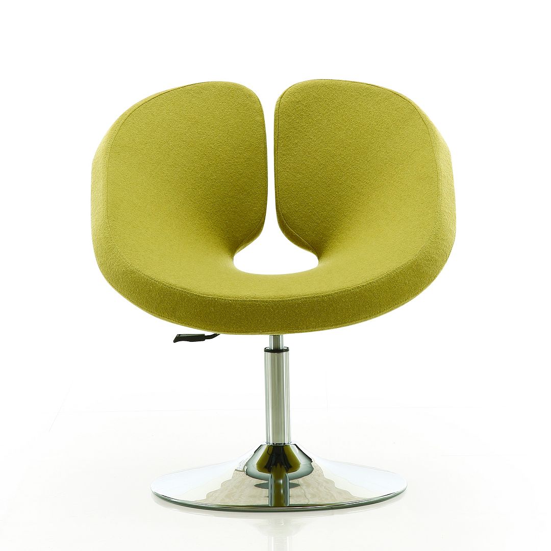 Manhattan Comfort Perch Green & Polished Chrome Wool Blend Adjustable Chair