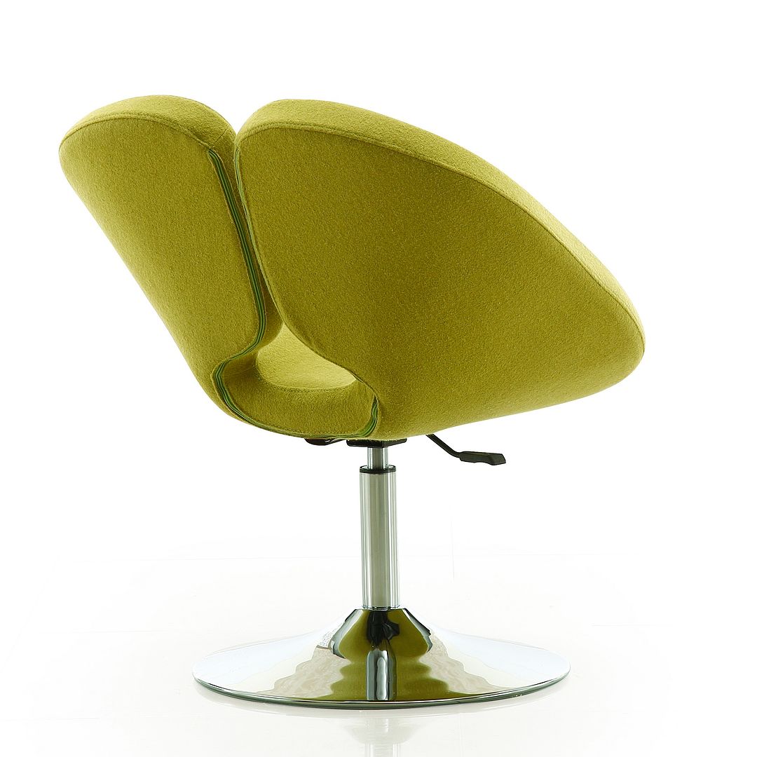 Manhattan Comfort Perch Green & Polished Chrome Wool Blend Adjustable Chair