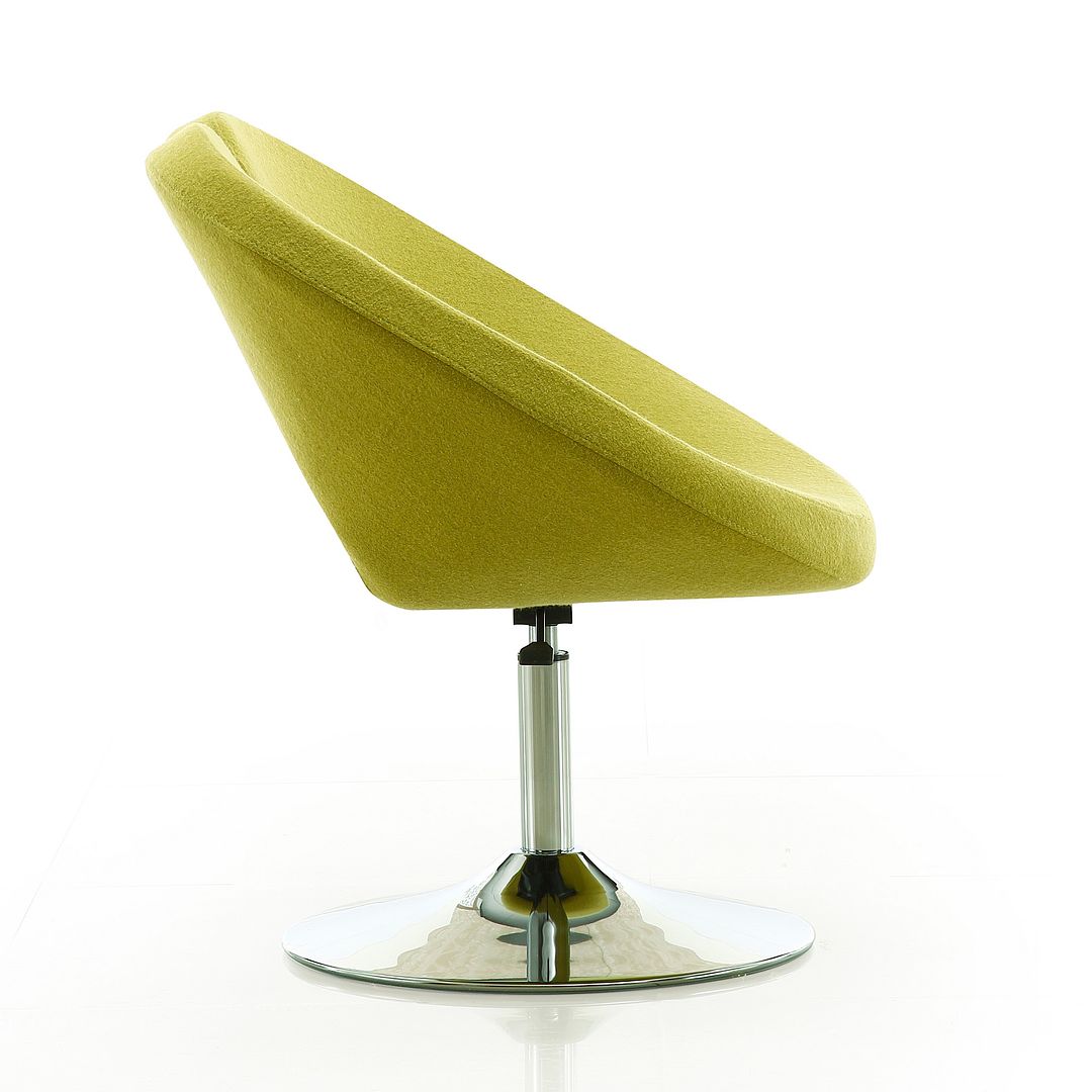 Manhattan Comfort Perch Green & Polished Chrome Wool Blend Adjustable Chair
