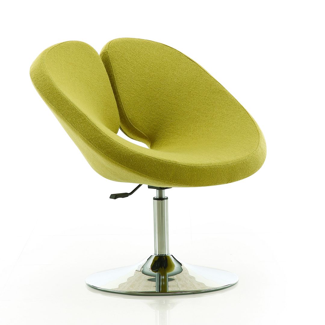 Manhattan Comfort Perch Green & Polished Chrome Wool Blend Adjustable Chair