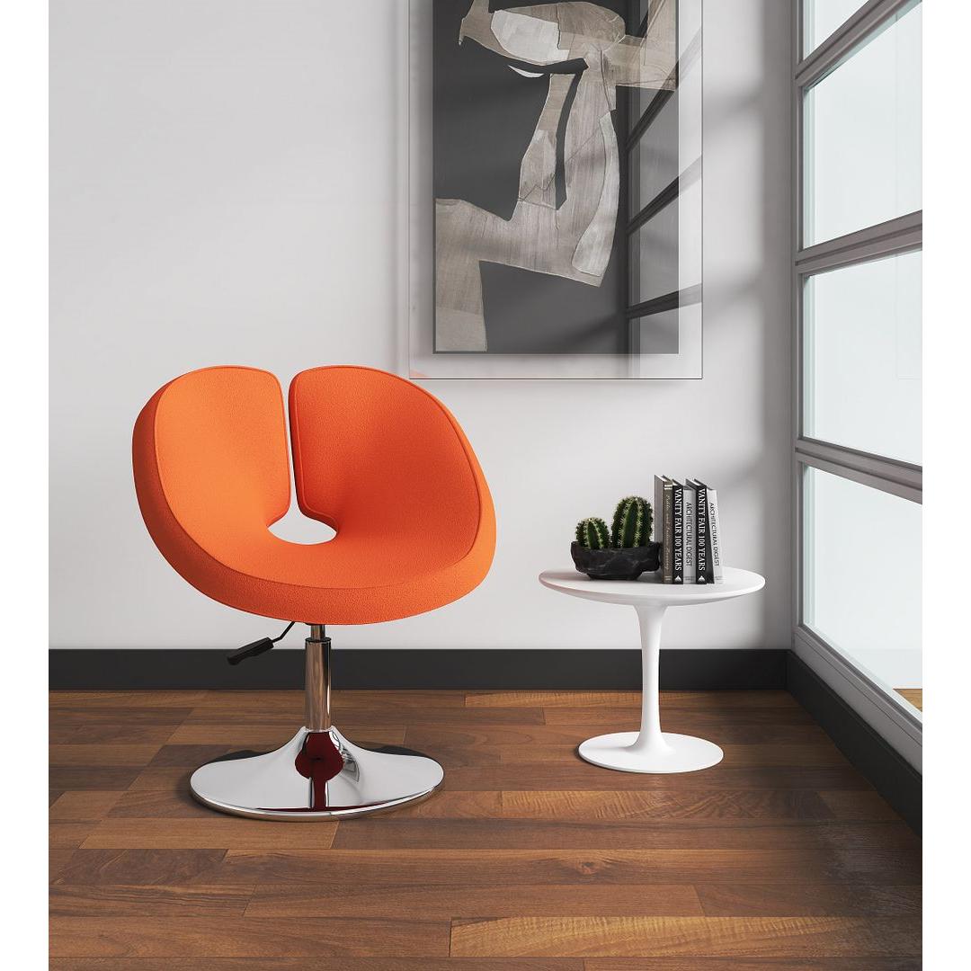 Manhattan Comfort Perch Orange & Polished Chrome Wool Blend Adjustable Chair