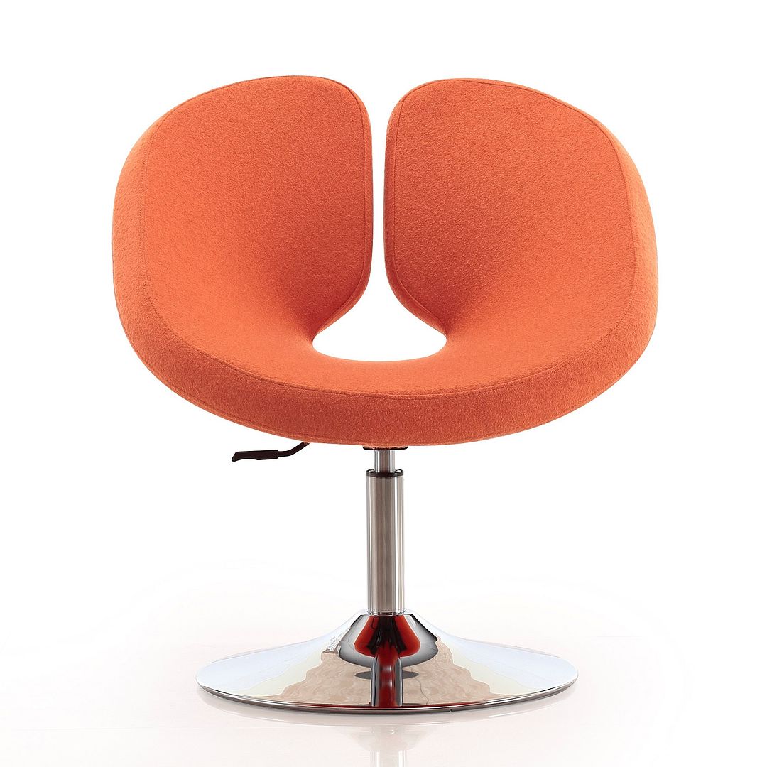 Manhattan Comfort Perch Orange & Polished Chrome Wool Blend Adjustable Chair