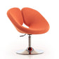 Manhattan Comfort Perch Orange & Polished Chrome Wool Blend Adjustable Chair