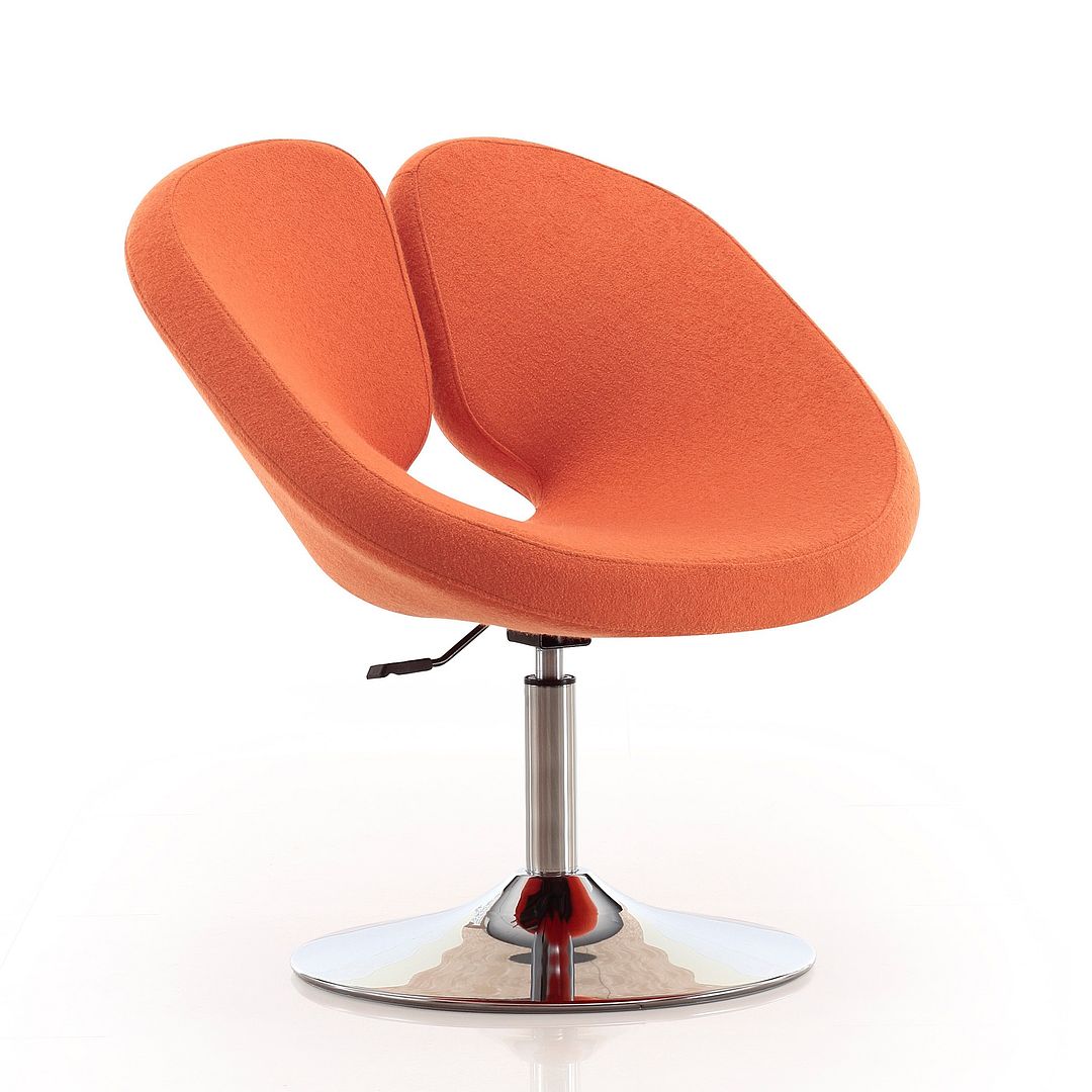 Manhattan Comfort Perch Orange & Polished Chrome Wool Blend Adjustable Chair