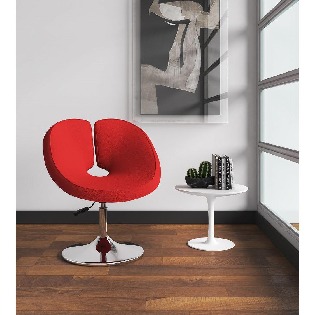 Manhattan Comfort Perch Red & Polished Chrome Wool Blend Adjustable Chair
