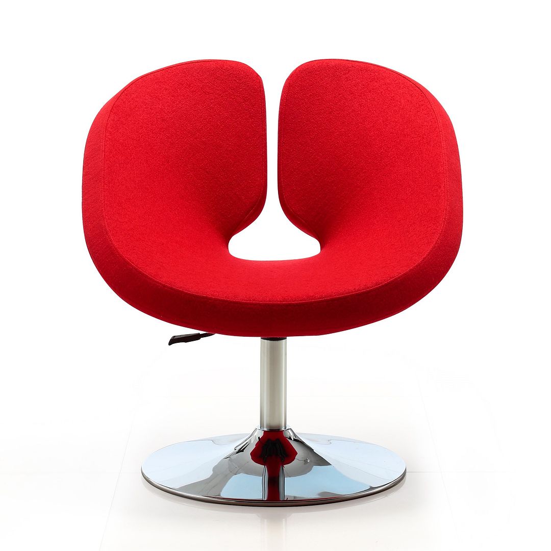 Manhattan Comfort Perch Red & Polished Chrome Wool Blend Adjustable Chair