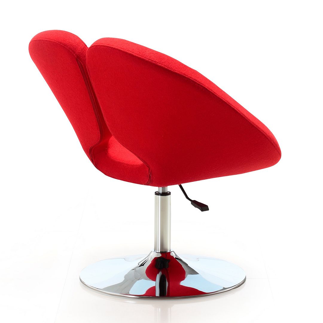 Manhattan Comfort Perch Red & Polished Chrome Wool Blend Adjustable Chair