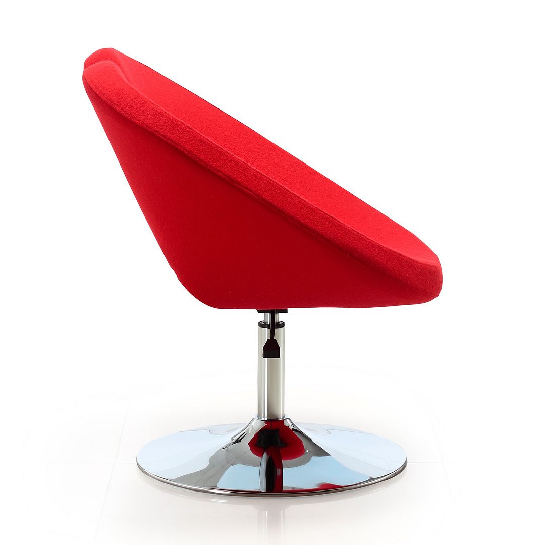 Manhattan Comfort Perch Red & Polished Chrome Wool Blend Adjustable Chair