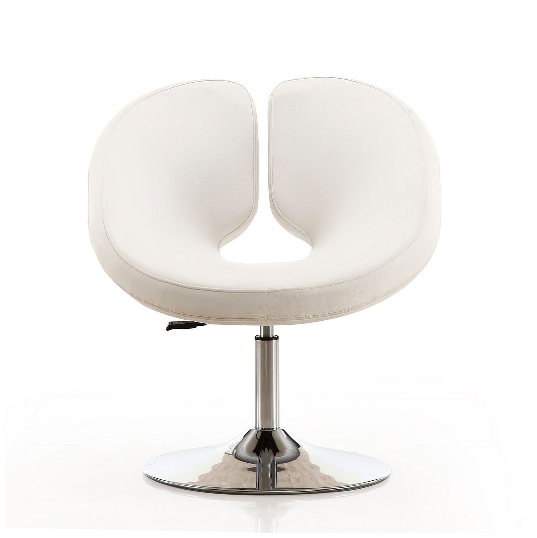Manhattan Comfort Perch White & Polished Chrome Faux Leather Adjustable Chair