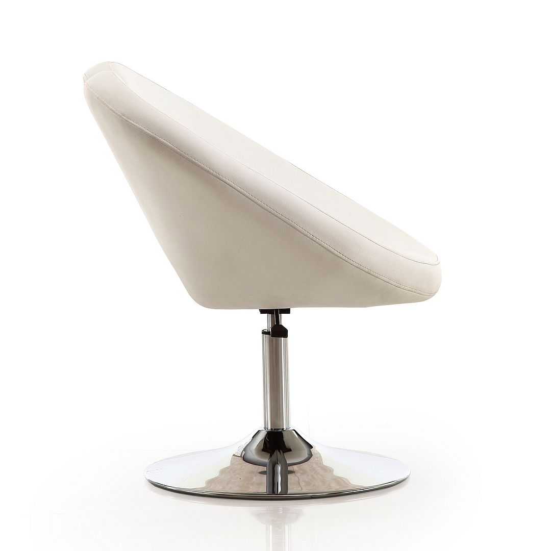 Manhattan Comfort Perch White & Polished Chrome Faux Leather Adjustable Chair