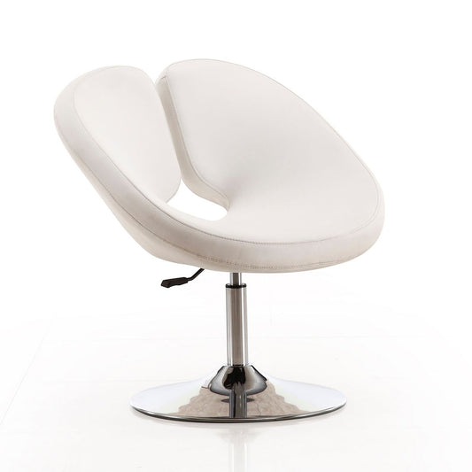 Manhattan Comfort Perch White & Polished Chrome Faux Leather Adjustable Chair