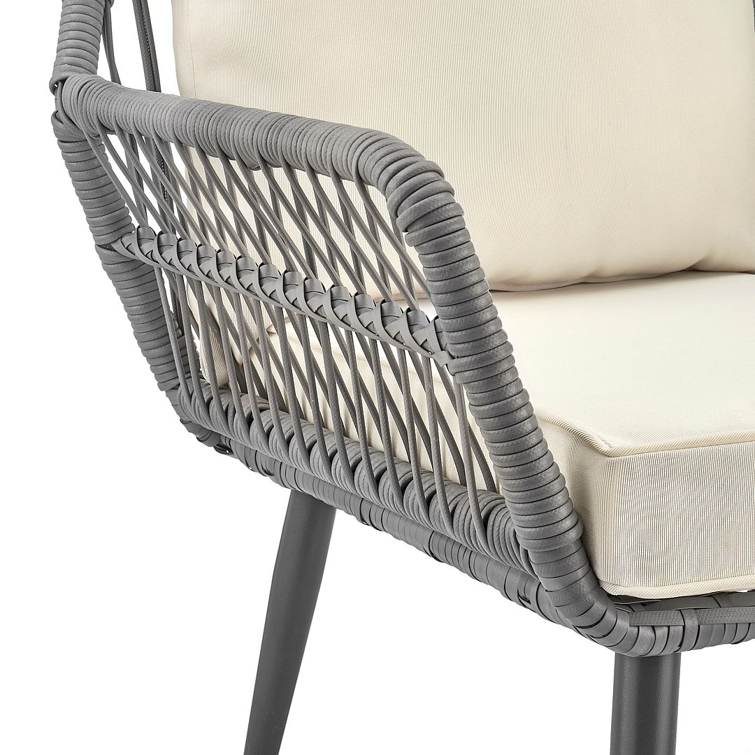 Manhattan Comfort Portofino Rope Wicker 4-Piece Patio Conversation Set With Cushions In Cream